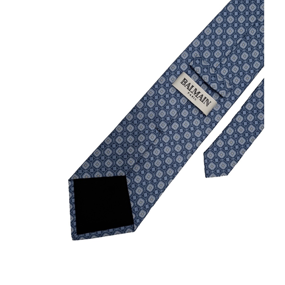 Balmain Paris Tie 100 % Silk‎ Paris France Baby Blue Geometric 59" x 4"